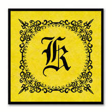 Load image into Gallery viewer, Alphabet K Yellow Canvas Print Black Frame Kids Bedroom Wall Décor Home Art