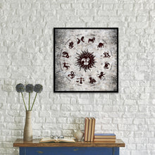 Load image into Gallery viewer, Sun Constellation Horoscope Canvas Print, Black Picture Frame Home Decor Wall Art Gift