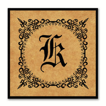 Load image into Gallery viewer, Alphabet K Brown Canvas Print Black Frame Kids Bedroom Wall Décor Home Art