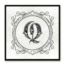 Load image into Gallery viewer, Alphabet Q White Canvas Print Black Frame Kids Bedroom Wall Décor Home Art