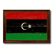 Load image into Gallery viewer, Libya Country Flag Vintage Canvas Print with Brown Picture Frame Home Decor Gifts Wall Art Decoration Artwork