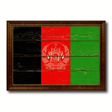 Load image into Gallery viewer, Afghanistan Country Flag Vintage Canvas Print with Brown Picture Frame Home Decor Gifts Wall Art Decoration Artwork