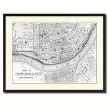 Load image into Gallery viewer, Cincinnati Vintage B&W Map Canvas Print, Picture Frame Home Decor Wall Art Gift Ideas