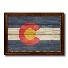 Load image into Gallery viewer, Colorado State Flag Texture Canvas Print with Brown Picture Frame Gifts Home Decor Wall Art Collectible Decoration