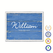 Load image into Gallery viewer, William Name Plate White Wash Wood Frame Canvas Print Boutique Cottage Decor Shabby Chic