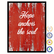 Load image into Gallery viewer, Hope anchors the soul - Hebrews 6:19 Bible Verse Scripture Quote Red Canvas Print with Picture Frame