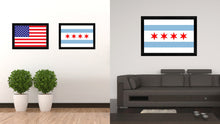 Load image into Gallery viewer, Chicago City Illinois State Flag Canvas Print Black Picture Frame