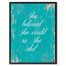 Load image into Gallery viewer, She Believed She Could So She Did Saying Canvas Print, Black Picture Frame Home Decor Wall Art Gifts