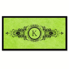 Load image into Gallery viewer, Alphabet Letter K Green Canvas Print, Black Custom Frame