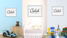 Load image into Gallery viewer, Caleb Name Plate White Wash Wood Frame Canvas Print Boutique Cottage Decor Shabby Chic