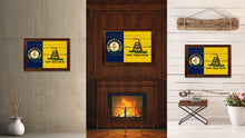 Load image into Gallery viewer, Gadsden Don't Tread On Me Tea Party Kentucky State Military Flag Vintage Canvas Print with Brown Picture Frame Gifts Ideas Home Decor Wall Art Decoration