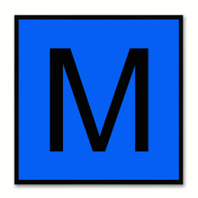 Load image into Gallery viewer, Alphabet M Blue Canvas Print Black Frame Kids Bedroom Wall Décor Home Art