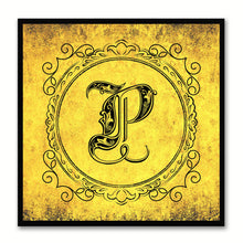 Load image into Gallery viewer, Alphabet P Yellow Canvas Print Black Frame Kids Bedroom Wall Décor Home Art