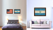 Load image into Gallery viewer, El Salvador Country Flag Texture Canvas Print with Brown Custom Picture Frame Home Decor Gift Ideas Wall Art Decoration