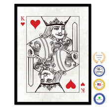 Load image into Gallery viewer, King Heart Poker Decks of Vintage Cards Print on Canvas Black Custom Framed
