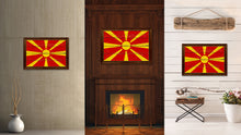 Load image into Gallery viewer, Macedonia Country Flag Vintage Canvas Print with Brown Picture Frame Home Decor Gifts Wall Art Decoration Artwork