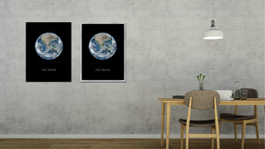 Earth Print on Canvas Planets of Solar System Black Custom Framed Art Home Decor Wall Office Decoration