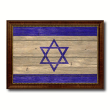 Load image into Gallery viewer, Israel Country Flag Texture Canvas Print with Brown Custom Picture Frame Home Decor Gift Ideas Wall Art Decoration