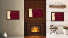 Load image into Gallery viewer, Qatar Country Flag Vintage Canvas Print with Brown Picture Frame Home Decor Gifts Wall Art Decoration Artwork
