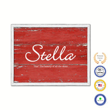 Load image into Gallery viewer, Stella Name Plate White Wash Wood Frame Canvas Print Boutique Cottage Decor Shabby Chic