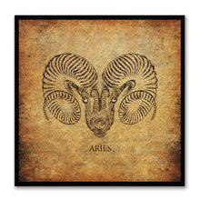 Load image into Gallery viewer, Zodiac Aries Horoscope Brown Canvas Print, Black Custom Frame