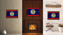 Load image into Gallery viewer, Belize Country Flag Vintage Canvas Print with Brown Picture Frame Home Decor Gifts Wall Art Decoration Artwork