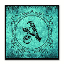 Load image into Gallery viewer, Alphabet A Aqua Canvas Print Black Frame Kids Bedroom Wall Décor Home Art