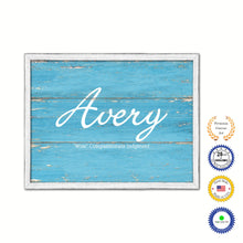Load image into Gallery viewer, Avery Name Plate White Wash Wood Frame Canvas Print Boutique Cottage Decor Shabby Chic