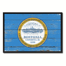 Load image into Gallery viewer, Boston City Massachusetts State Flag Vintage Canvas Print with Black Picture Frame Home Decor Wall Art Collectible Decoration Artwork Gifts