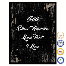 Load image into Gallery viewer, God bless America land that I love Bible Verse Scripture Quote Black Canvas Print with Picture Frame