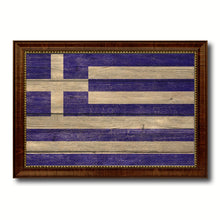 Load image into Gallery viewer, Greece Country Flag Texture Canvas Print with Brown Custom Picture Frame Home Decor Gift Ideas Wall Art Decoration