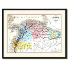 Load image into Gallery viewer, Columbia Venezuela Guianna Vintage Antique Map Wall Art Home Decor Gift Ideas Canvas Print Custom Picture Frame