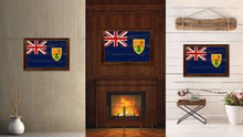 Load image into Gallery viewer, Turks & Caicos Islands Country Flag Vintage Canvas Print with Brown Picture Frame Home Decor Gifts Wall Art Decoration Artwork