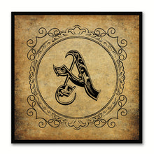 Load image into Gallery viewer, Alphabet A Brown Canvas Print Black Frame Kids Bedroom Wall Décor Home Art