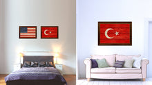 Load image into Gallery viewer, Turkey Country Flag Texture Canvas Print with Brown Custom Picture Frame Home Decor Gift Ideas Wall Art Decoration