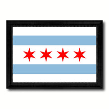 Load image into Gallery viewer, Chicago City Illinois State Flag Canvas Print Black Picture Frame
