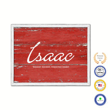 Load image into Gallery viewer, Isaac Name Plate White Wash Wood Frame Canvas Print Boutique Cottage Decor Shabby Chic