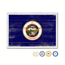 Load image into Gallery viewer, Minnesota State Flag Shabby Chic Gifts Home Decor Wall Art Canvas Print, White Wash Wood Frame