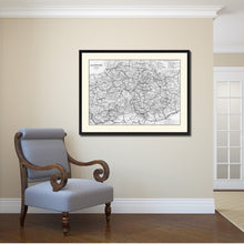 Load image into Gallery viewer, Central Germany Vintage B&W Map Canvas Print, Picture Frame Home Decor Wall Art Gift Ideas