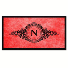 Load image into Gallery viewer, Alphabet Letter N Red Canvas Print, Black Custom Frame