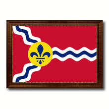 Load image into Gallery viewer, St Louis City Missouri State Flag Canvas Print Brown Picture Frame