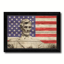 Load image into Gallery viewer, USA Abraham Lincoln Memorial American Flag Texture Canvas Print with Black Picture Frame Home Decor Man Cave Wall Art Collectible Decoration Artwork Gifts