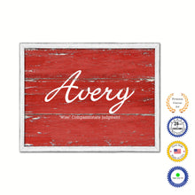 Load image into Gallery viewer, Avery Name Plate White Wash Wood Frame Canvas Print Boutique Cottage Decor Shabby Chic