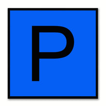 Load image into Gallery viewer, Alphabet P Blue Canvas Print Black Frame Kids Bedroom Wall Décor Home Art