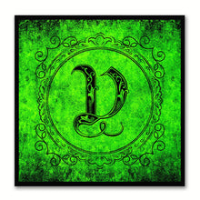 Load image into Gallery viewer, Alphabet V Green Canvas Print Black Frame Kids Bedroom Wall Décor Home Art