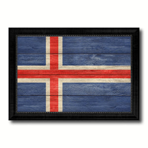 Iceland Country Flag Texture Canvas Print with Black Picture Frame Home Decor Wall Art Decoration Collection Gift Ideas
