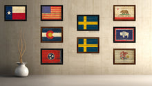 Load image into Gallery viewer, Sweden Country Flag Vintage Canvas Print with Brown Picture Frame Home Decor Gifts Wall Art Decoration Artwork