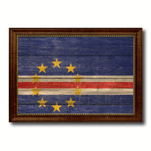 Load image into Gallery viewer, Cape Verde Country Flag Texture Canvas Print with Brown Custom Picture Frame Home Decor Gift Ideas Wall Art Decoration