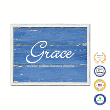 Load image into Gallery viewer, Grace Name Plate White Wash Wood Frame Canvas Print Boutique Cottage Decor Shabby Chic