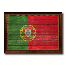 Load image into Gallery viewer, Portugal Country Flag Texture Canvas Print with Brown Custom Picture Frame Home Decor Gift Ideas Wall Art Decoration